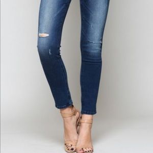 Flying Monkey High Rise Distress Skinny Jeans